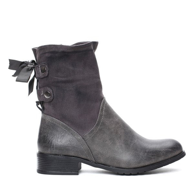 Szare, ocieplane botki Francesca- Obuwie