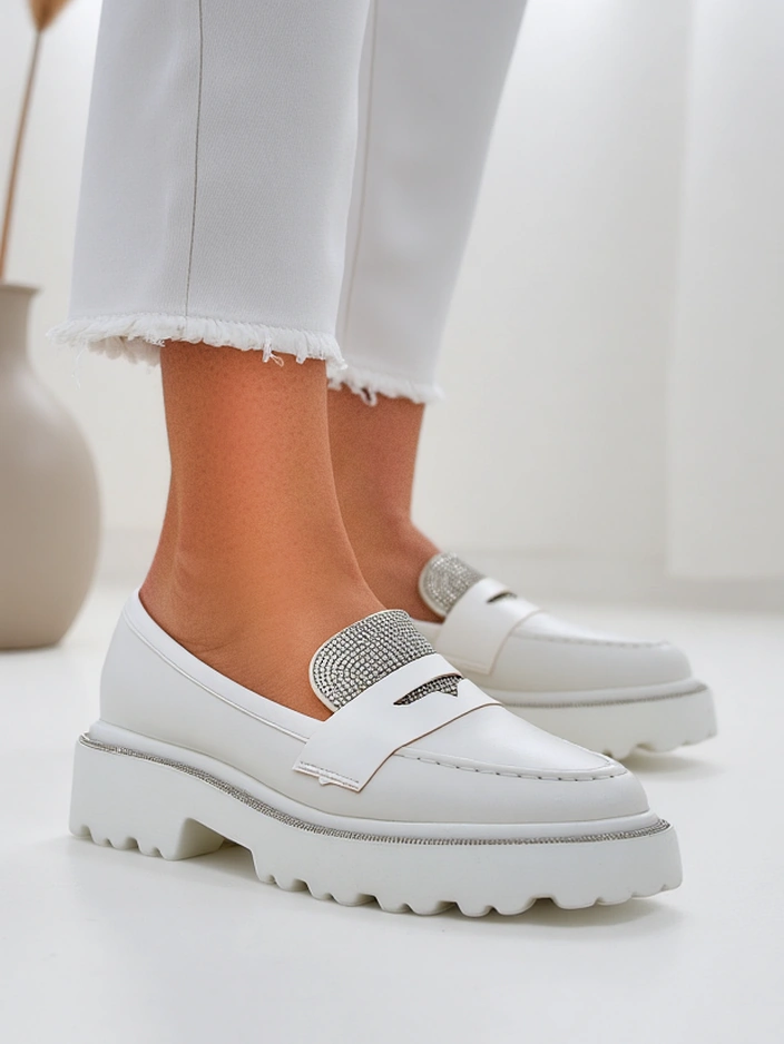 Royalfashion Dámske mokasíny s rhinestones Vinness