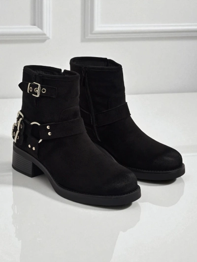 Ženski gležnarji iz eko semiša s sponkami Valtos