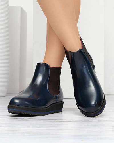 Tmavomodré dámske klinové topánky Stasia - Obuv