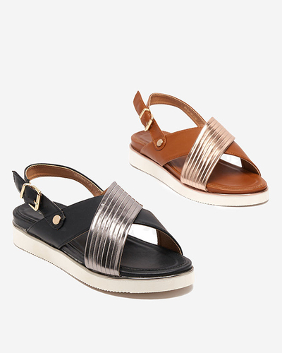 Čierne dámske sandále so strieborným opaskom Gerii- Topánky