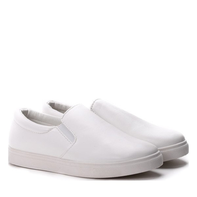 Białe slip on z eko skóry - Obuwie