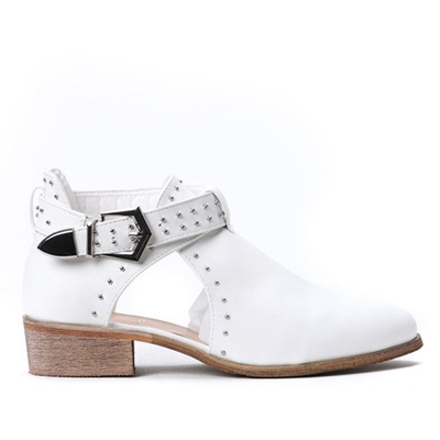 Białe botki z wycięciami Kayla- Obuwie