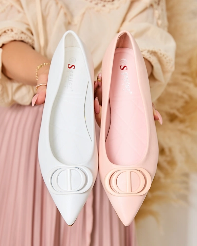 Royalfashion Svetloružové dámske baleríny so špicatou špičkou a ozdobou na nose Manixy