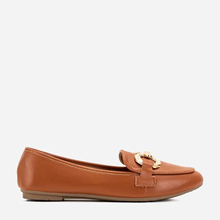 OUTLET Hnedé dámske mokasíny so zdobením Pyolens - Obuv