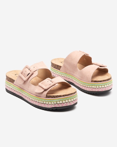 OUTLET Dámske ružové papuče na hrubej podrážke Carisno - Obuv