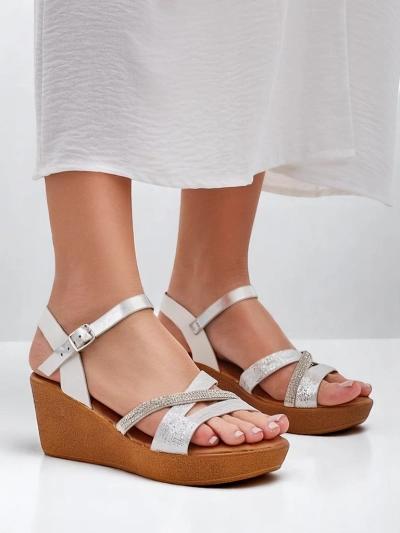 Royalfashion Dámske wedges sandále s kryštálikmi a trblietkami Eclat