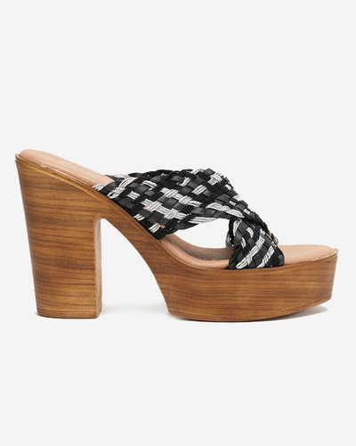 Čierne dámske papuče na vysokom stĺpiku Kotinso - Obuv