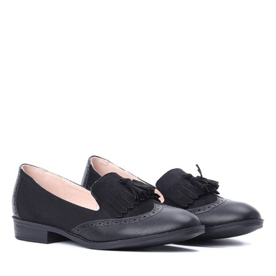 Czarne mokasyny z frędzlami Phoebe - Obuwie