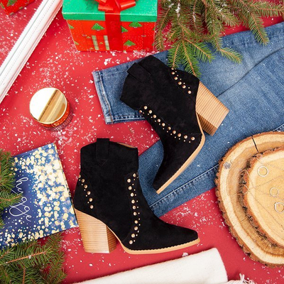 Čierne kovbojské topánky na vysokom stĺpiku Gana - Obuv