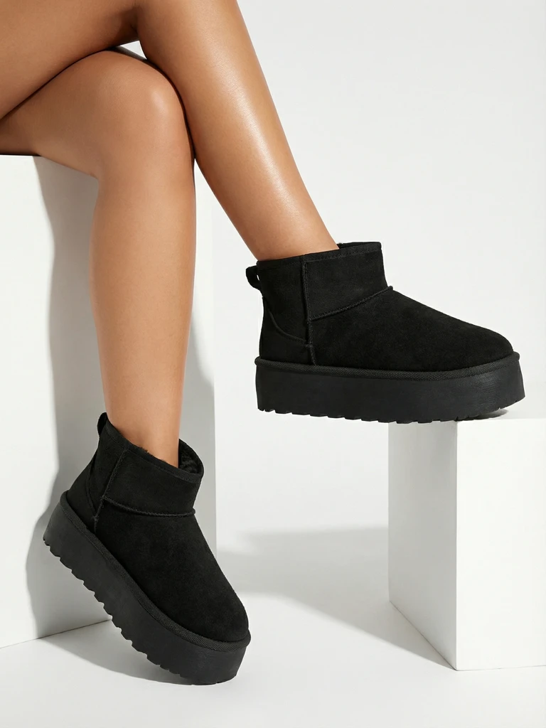 Ženski Gležnjarji Luna Črni Usnjeni Elegantni za Jesen