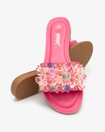 Royalfashion Fuchsiové dámske žabky s farebnými kryštálmi Bling Breeze