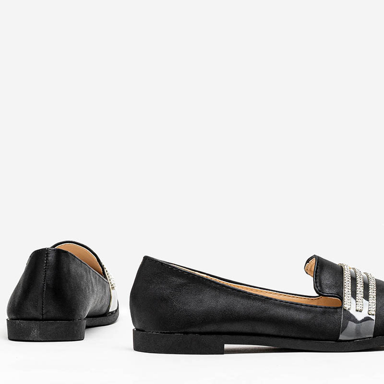 Čierne dámske mokasíny s kubickými zirkónmi Kremssa - Obuv