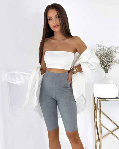 Royalfashion Šedé dámske rifľové cyklistické legíny