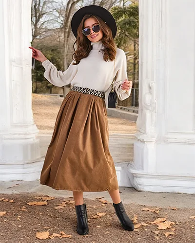 Royalfashion Ženská midi sukňa z manžetového materiálu