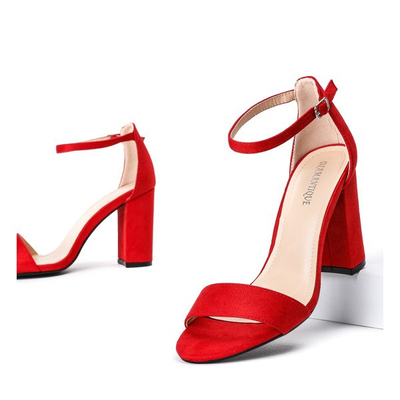 Czerwone sandały na wysokim słupku Veronia - Obuwie