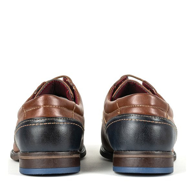 Brązowe męskie półbuty z eko-skóry Christian - Obuwie