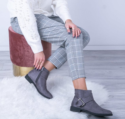 Szare sztyblety ze sprzączką Bianka- Obuwie