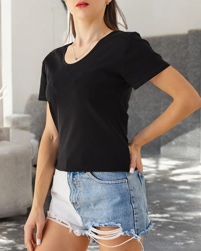 Royalfashion dámske bavlnené tričko s čipkou na chrbte