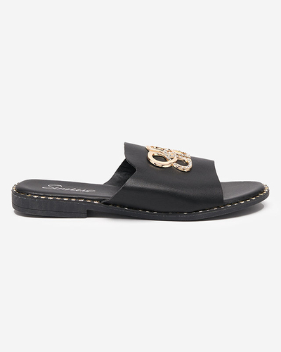 OUTLET Čierne dámske papuče so zlatým ornamentom Silobi- Footwear