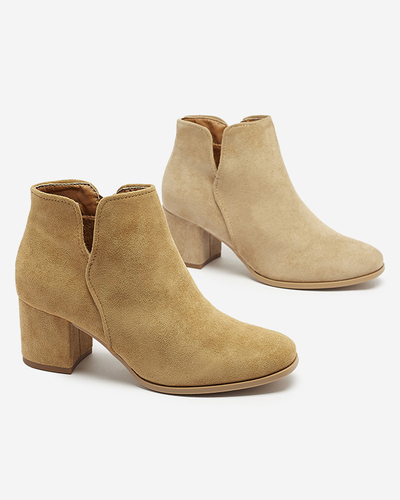 OUTLET Dámske čižmy z eko-semišu v svetlohnedej farbe Frenas - Obuv