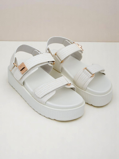 Royalfashion Kallisto – Beli ženski sandali s platformo, ekološko usnje