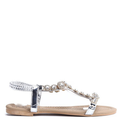 Srebrne sandały z kamyczkami Reika- Obuwie