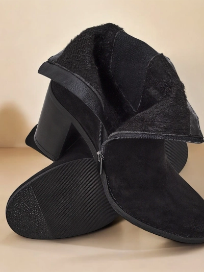 Royalfashion Dámske členkové topánky z ekologického semišu na blokovom podpätku Cesios