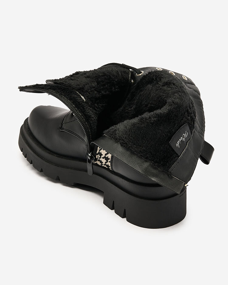 Royalfashion Čierne dámske čižmy s vložkou Zatafel pepite