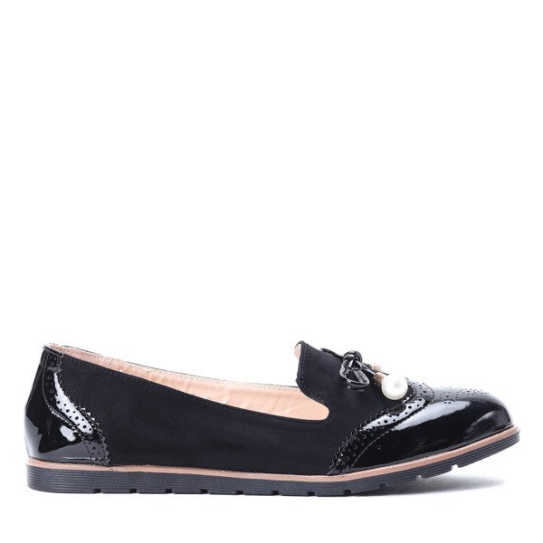 Czarne mokasyny z perełkami Lynh - Obuwie