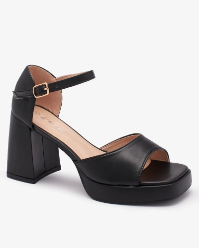 OUTLET Royalfashion Čierne dámske sandále na podpätku Spogge