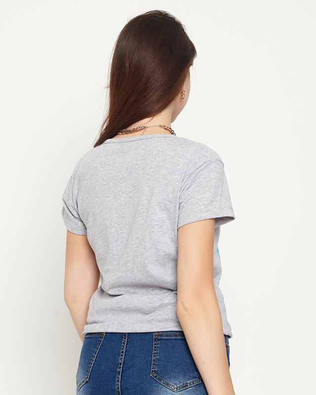 Sivé dámske tričko s potlačou psíka - Oblečenie