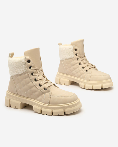 Royalfashion Béžové dámske zateplené traperské čižmy Hogenaf