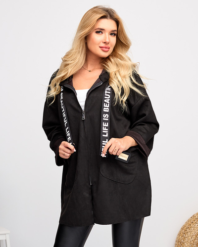 Dámska čierna eko semišová bunda - Oblečenie