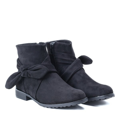 Czarne, zamszowe botki z kokardą Tabitha - Obuwie