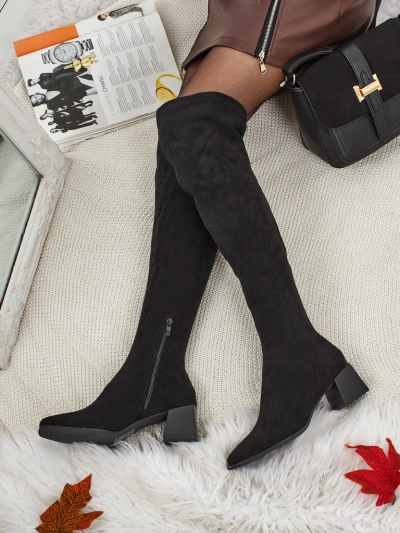 Ženski škornji čez koleno eko semiš Dovrisse