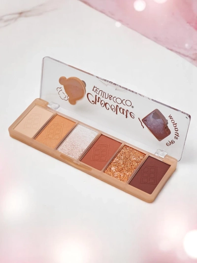 Kevin&Coco Paleta 6 očných tieňov s trblietkami Chocolate