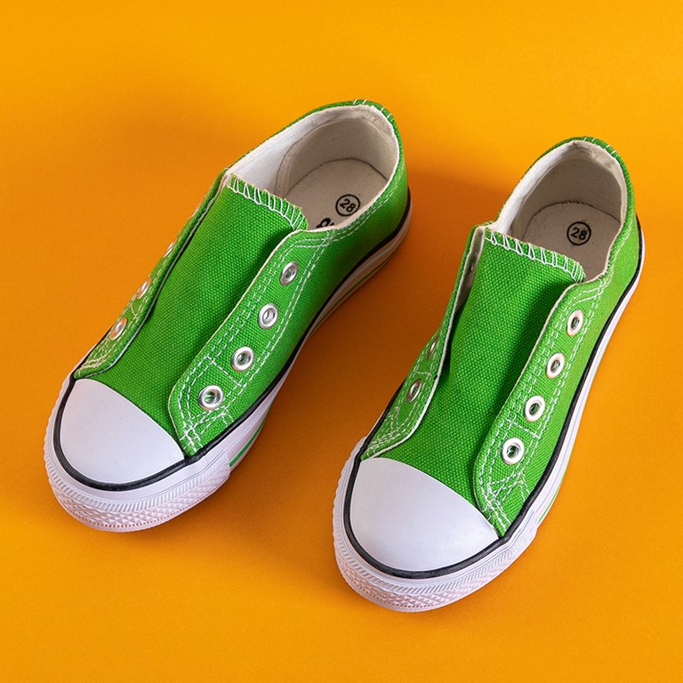 Zelené detské nazúvacie tenisky - topánky