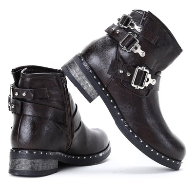 Brązowe botki ze sprzączkami Tricia- Obuwie