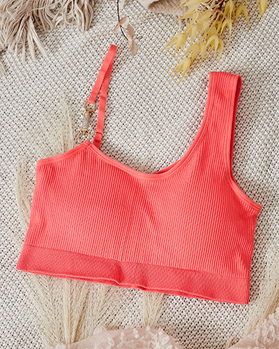 Royalfashion Dámska rebrovaná podprsenka s ozdobným ramienkom