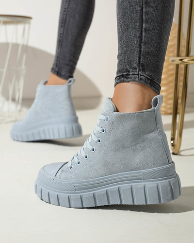 Svetlomodré dámske šnurovacie športové topánky a'la sneakers Netara - Obuv