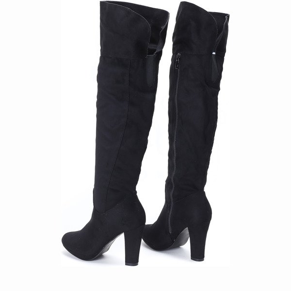 Czarne kozaki na słupku May - Obuwie