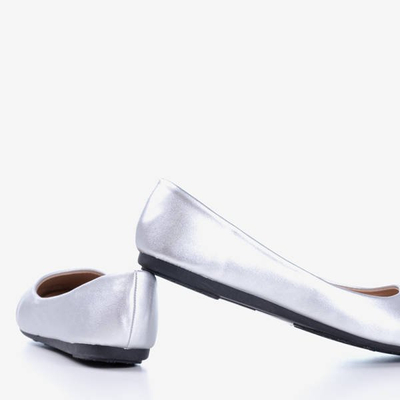 Mariusove strieborné dámske baleríny z ekokože - Obuv