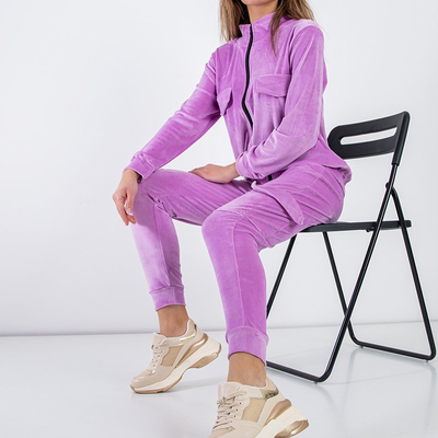 Dámsky fialový teplákový kostým s vreckami - Oblečenie
