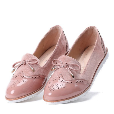 Różowe mokasyny z kokardką Julia - Obuwie