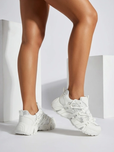 Ženski športni usnjeni čevlji Aurora White za pomlad