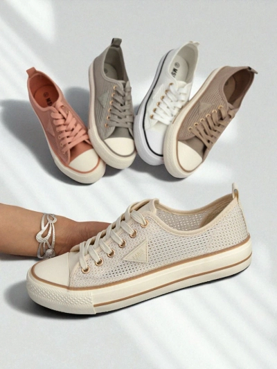 Aurelia Beige - ženske tekstilne superge z ravnim podplatom 3 cm