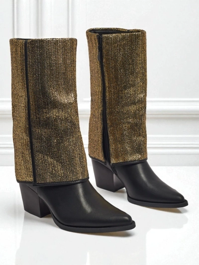 Ženski gležnarji iz eko usnja s peto in okrasnim zgornjim delom Virelia