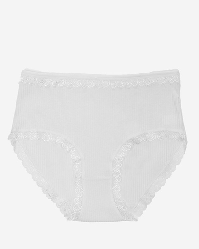 Dámske biele bavlnené nohavičky z čipky PLUS SIZE - Spodná bielizeň