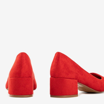 OUTLET Červené lodičky na nízkom stĺpiku Amee - topánky